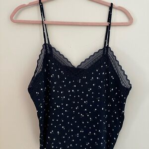 No Boundaries Navy Blue Floral Tank Top